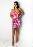 Casual Tie-Dye Colorful Print Loose Halter Dress XMY-9247