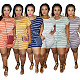 Loose Fit Striped Plus Size Waistband Elastic Romper OSS-20769