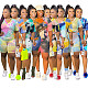 Fashion Plus-Size Tie-Dye Short Sleeve Shorts Two-piece Set XMY-9250