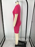 V-neck Solid T-shirt+Casual Shorts Suit XMY-9240