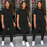 Casual Solid Color Round Neck Short Sleeve Pants Suits SHD-9276