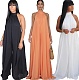 Sexy Mesh Loose Straight Tube Plus Size Sleeveless Jumpsuit FNN-8510