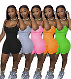 Sexy Solid-Color Mid-Waist Sleeveless Sport Romper SHD-9283
