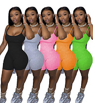 Sexy Solid-Color Mid-Waist Sleeveless Sport Romper SHD-9283