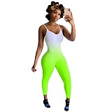 Gradient Printed Suspender Sexy Slim Jumpsuit RS-3169