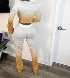 Fashion Pleated Long Sleeve T-shirt Trousers Two-piece Set HMS-5336
