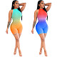 Sexy Color Gradient Sleeveless Middle Waist Tights Romper HMS-5333