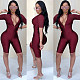 Sexy Short Sleeved Deep V Zipper Lift Hip Romper NY-8916