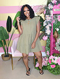100% Cotton Sleeveless Round Neck Agaric Fringed Cake Skirt AIL-108