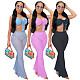 Pure Color Mesh Penetration Breathable Chest Pant Two-piece Set SHA-6147