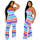 Color Tie-dye Sexy Straight-Tube Suspender Jumpsuit QZX-6140