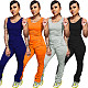 Casual Round Neck Sleeveless Pleated Solid Color Jumpsuit WY-6667