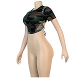 Fashion Sexy Slim Fit Open Back Tie Crop Top FSX-172