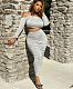 Hot Style One-word Shoulder Horn Sleeve+Pleated Long Skirt Two-piece Set SMD-2028