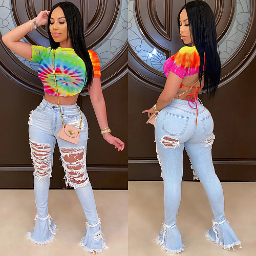 Fashion Sexy Slim Fit Open Back Tie Crop Top FSX-172