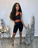 Sexy One-shoulder Hollowed-out Belly Button Contrast Color Romper XY-9024