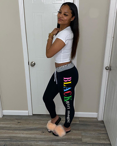 Fashionable Printed Large Size Lift Hips Slim Breathable Leggings NK-6011