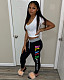 Fashionable Printed Large Size Lift Hips Slim Breathable Leggings NK-6011
