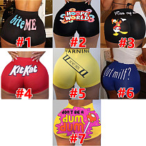 Hot Style Alphabet Cartoon Print Tight Yoga Shorts SHD-9305