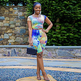 Tie-dye Printed Short-sleeved T-shirt Tight Buttock Shorts Two-piece Set OSS-20791