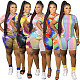 Fashion Tie-dye Plus Size Short Sleeve T-shirt and Shorts Two-piece Set XMY-9248