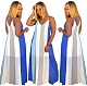 Lovely Striped Print V-Neck Loose-Fitting Halter Dress YH-5160