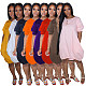 Lovely Solid Color Short Sleeved Round Neck Lantern Dress AIL-107