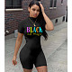 Fashion Monogrammed High Neck Short Sleeve Romper SHA-6149