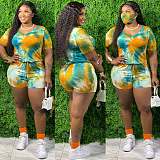 Hot Sales Plus-Size Tie-Dyed V-Neck Short Sleeve Romper SMD-2033