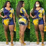 Hot Sales Plus-Size Tie-Dyed V-Neck Short Sleeve Romper SMD-2033