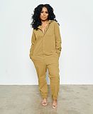 Fall Style Solid Color Long Sleeve Fixtures Straight Cut Jumpsuit AIL-110