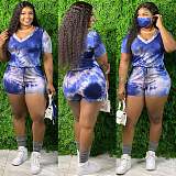 Hot Sales Plus-Size Tie-Dyed V-Neck Short Sleeve Romper SMD-2033