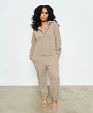 Fall Style Solid Color Long Sleeve Fixtures Straight Cut Jumpsuit AIL-110