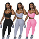 Summer Strap Sport Bra Solid Long Pants 2 Pieces Set SHD-9285