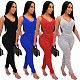 Hot Style V-Neck Sleeveless Open Back Ruffled Jumpsuit NM-8305