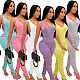 New Tight V-Neck Onesies+Drapery Trouser Suit Two Pieces OSM-3303