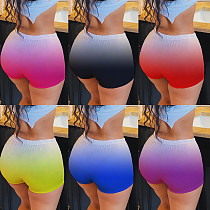 Gradient Color Elastic Waistband Summer Sport Shorts ML-7349