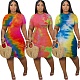 Cute Tie-dye Round Neck Short Sleeves Tight Dress FNN-8514