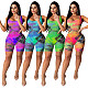 Article Pit Print Mid-waist Sleeveless Romper JH-178
