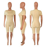 Sport Slim Stretch Short Sleeve Pleated Romper NIK-149
