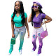 Solid Color T-shirt Gradient Pleated Slit Trousers Two-piece Set CN-0040
