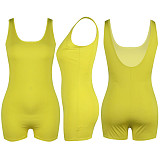 Sleeveless Summer Solid-Color Midriff Tank Top Romper TE-4046