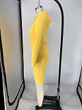 Fashionable Hooded Zipper Jackets Leggings Two pieces Set XMY-9253