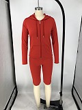 Fashionable Hooded Zipper Jackets Leggings Two pieces Set XMY-9253