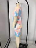 Fashion Tie-dye Plus Size Short Sleeve T-shirt and Shorts Two-piece Set XMY-9248