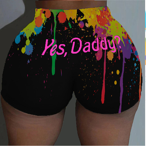 Sexy Bottom Wrap Web Celebrity Printed Sports Shorts SD-0156