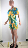 Hot Sales Plus-Size Tie-Dyed V-Neck Short Sleeve Romper SMD-2033