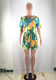 Hot Sales Plus-Size Tie-Dyed V-Neck Short Sleeve Romper SMD-2033