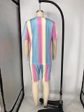 Fashion Tie-dye Plus Size Short Sleeve T-shirt and Shorts Two-piece Set XMY-9248