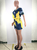Hot Sales Plus-Size Tie-Dyed V-Neck Short Sleeve Romper SMD-2033